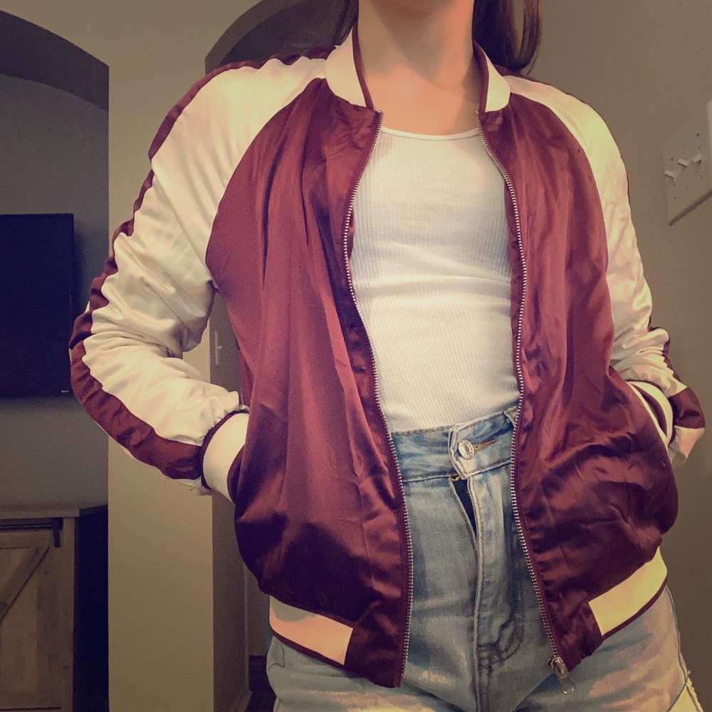 Forever 21 satin bomber jacket